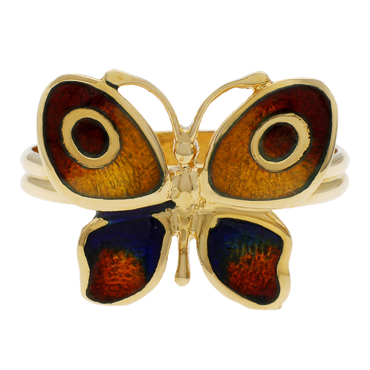 18K Yellow Gold Enamel Butterfly Ring