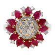 18K White Gold 2.52 Carat Ruby Diamond Blossom Ring Fine Jewellery Modaselle