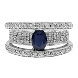 14K White Gold 0.87 Carat Blue Sapphire Ring