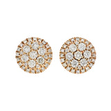 14K Yellow Gold 0.90 Carat Cluster Diamond Earrings