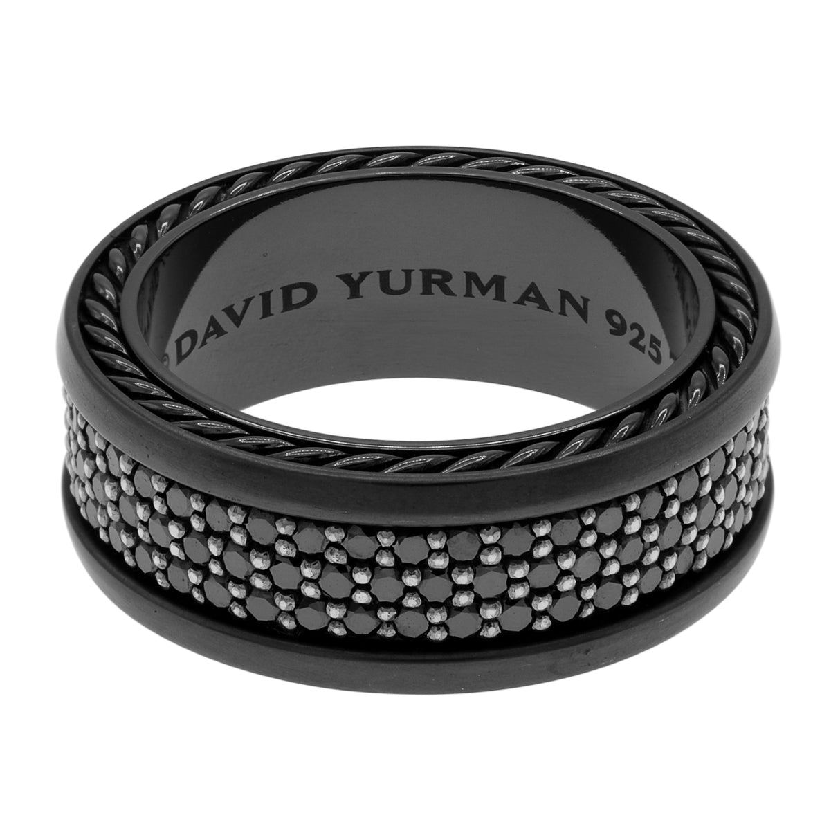 David Yurman Black Diamond Streamline Three Row Band Ring