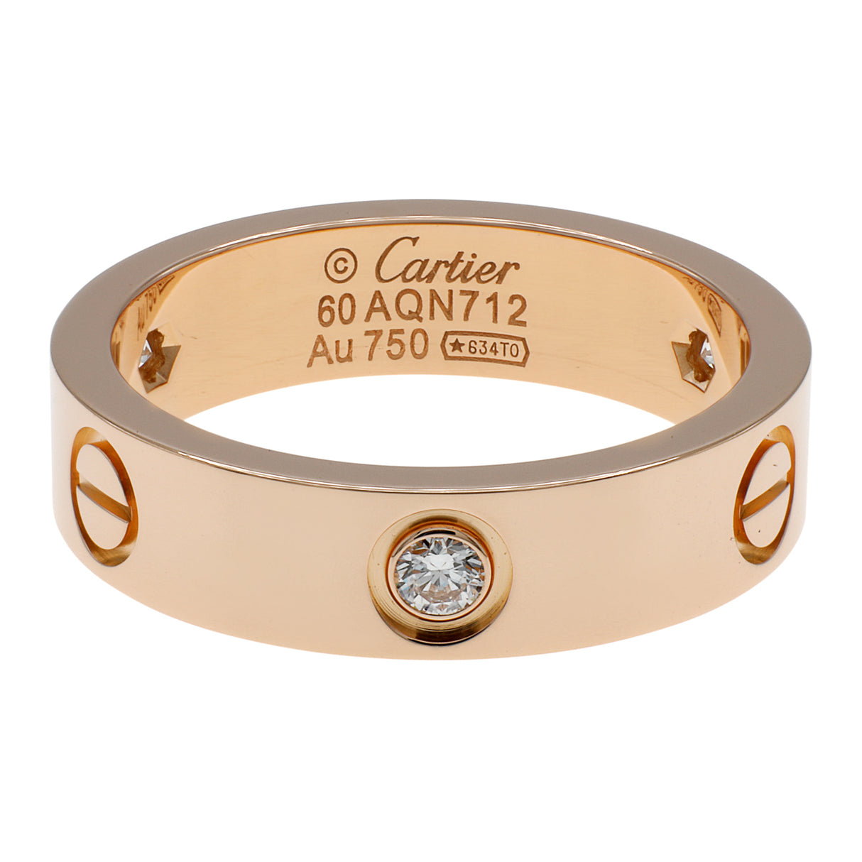 Cartier 18K Rose Gold 3 Diamond Love Ring