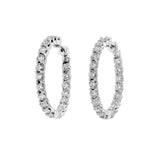 14K White Gold 8.00 Carat Diamond Hoop Earrings