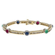 14K Yellow & White Gold Sapphire Emerald Ruby Bracelet Fine Jewellery Modaselle