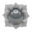 18k White Gold 14.4mm Tahitian Pearl & Diamond Ring Fine Jewellery Modaselle
