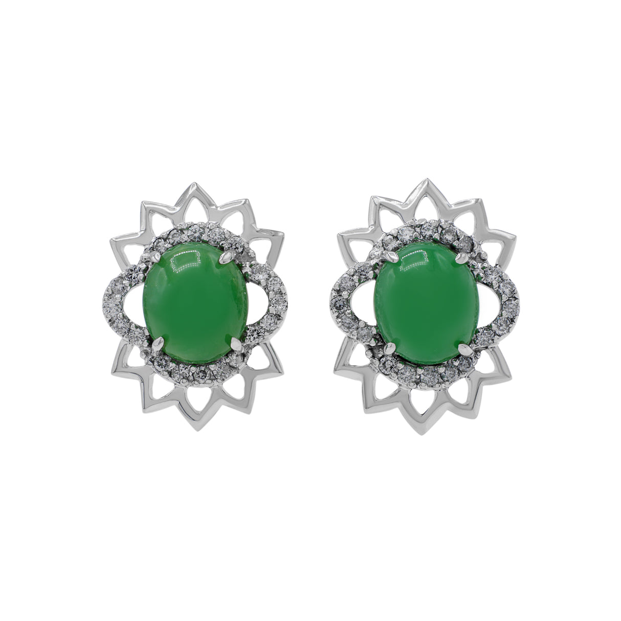 18K White Gold Jadeite Earrings