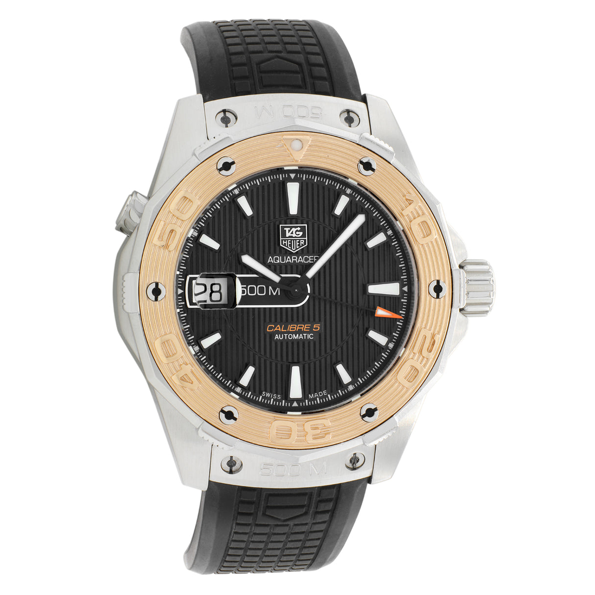 Tag Heuer Stainless Steel 18K Rose Gold Aquaracer 500M WAJ2150