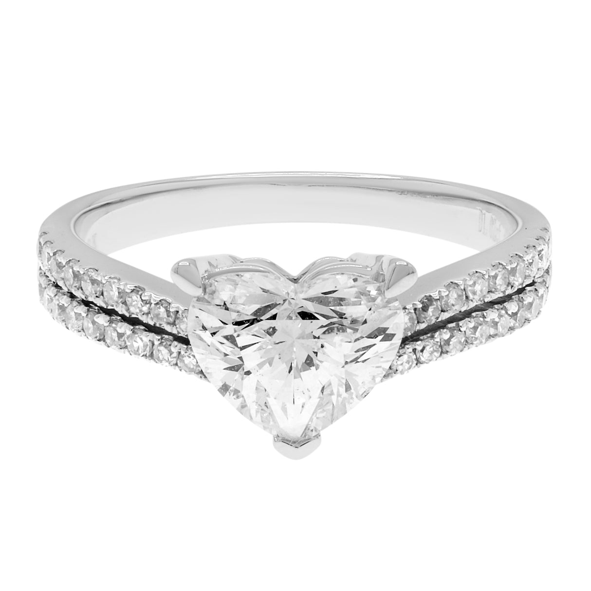 18K White Gold 1.02 Carat Heart Diamond Ring