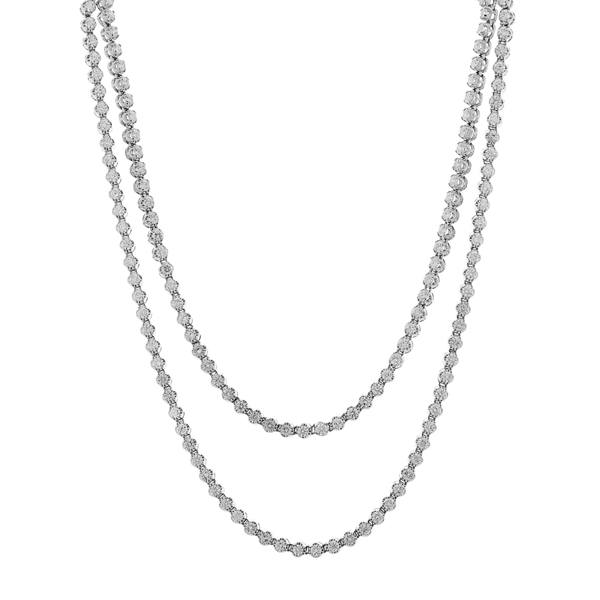 14K White Gold 15.37 Carat Riviere Diamond Necklace