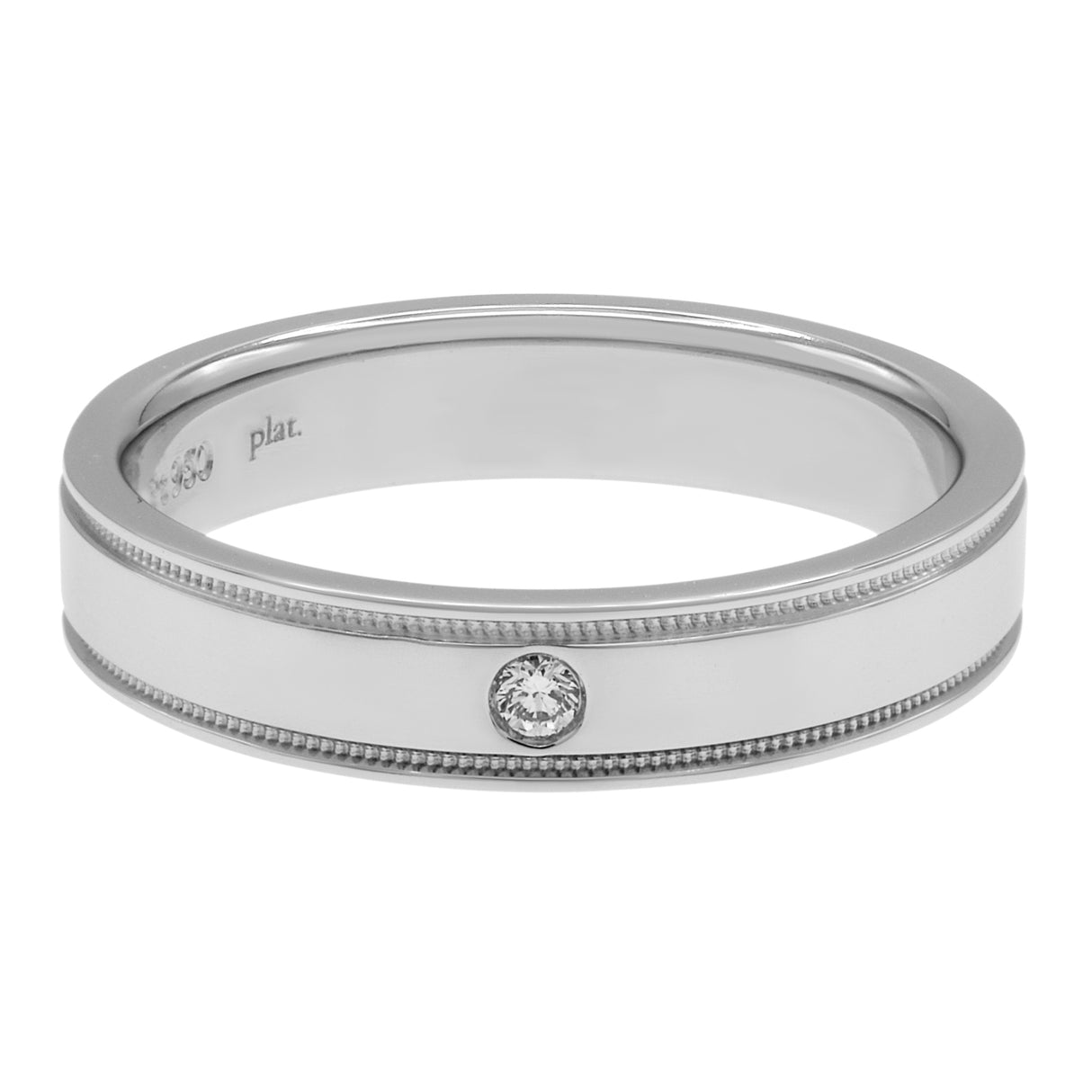 Tiffany & Co. Platinum Diamond Double Milgrain Band Ring