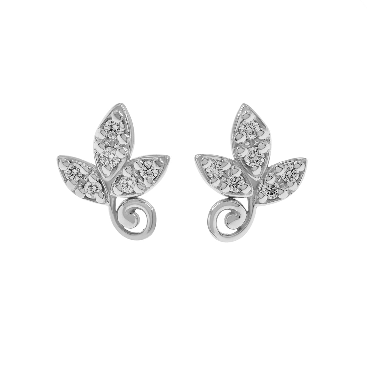 Tiffany & Co. 18K White Gold Diamond Olive Leaf Earrings