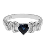 18K White Gold 0.68 Carat Heart Sapphire Ring