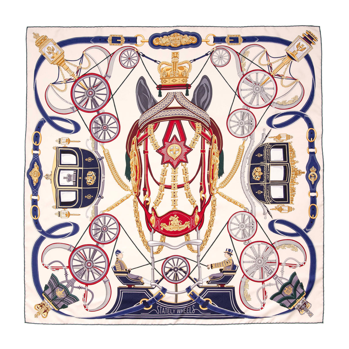 Hermes Silk Stately Wheels Scarf 90 Accessories Hermes