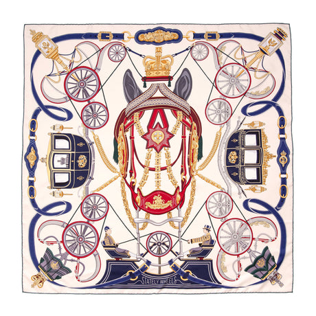 Hermes Silk Stately Wheels Scarf 90