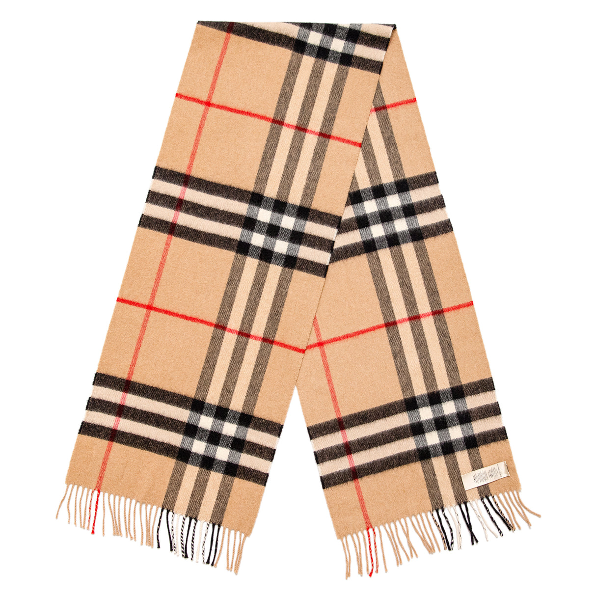 Burberry Cashmere Giant Check Fringe Scarf