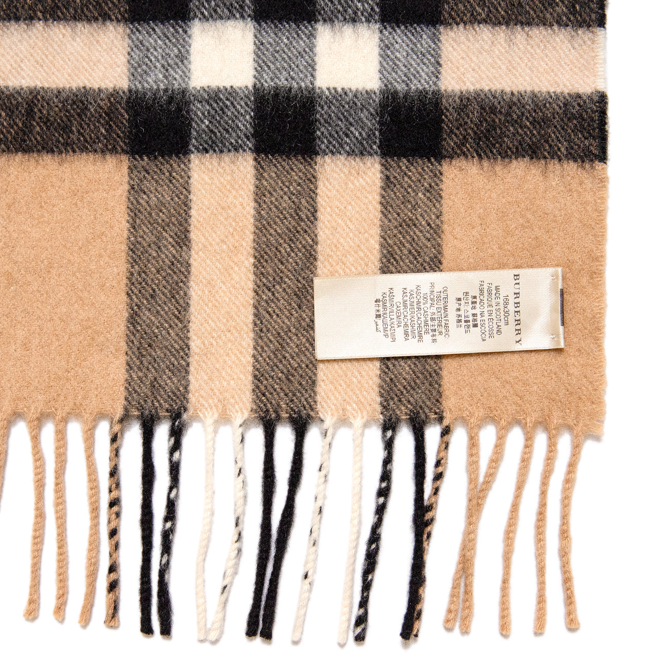 Burberry Cashmere Giant Check Fringe Scarf – Modaselle