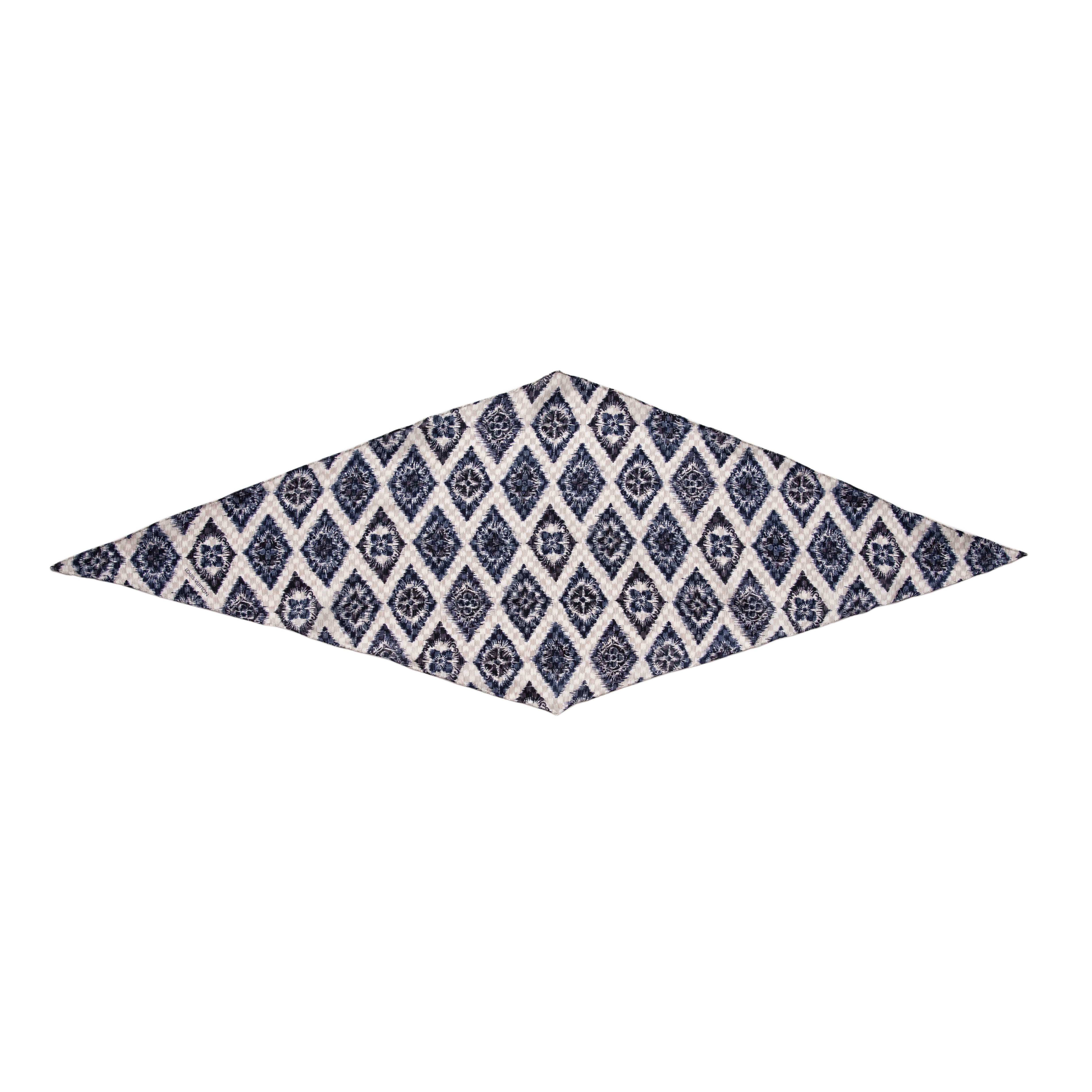 Louis Vuitton Blue White Monogram Silk Scarf – Modaselle