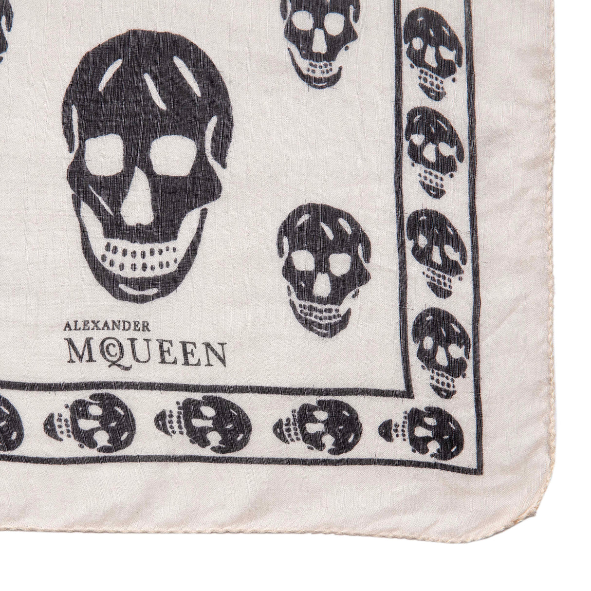 Alexander McQueen Ivory Silk Skull Scarf