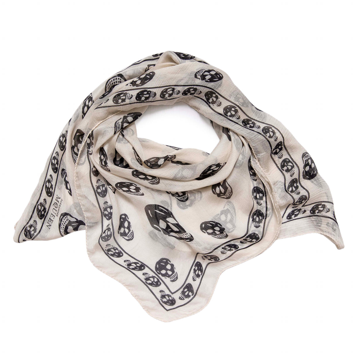 Alexander McQueen Ivory Silk Skull Scarf