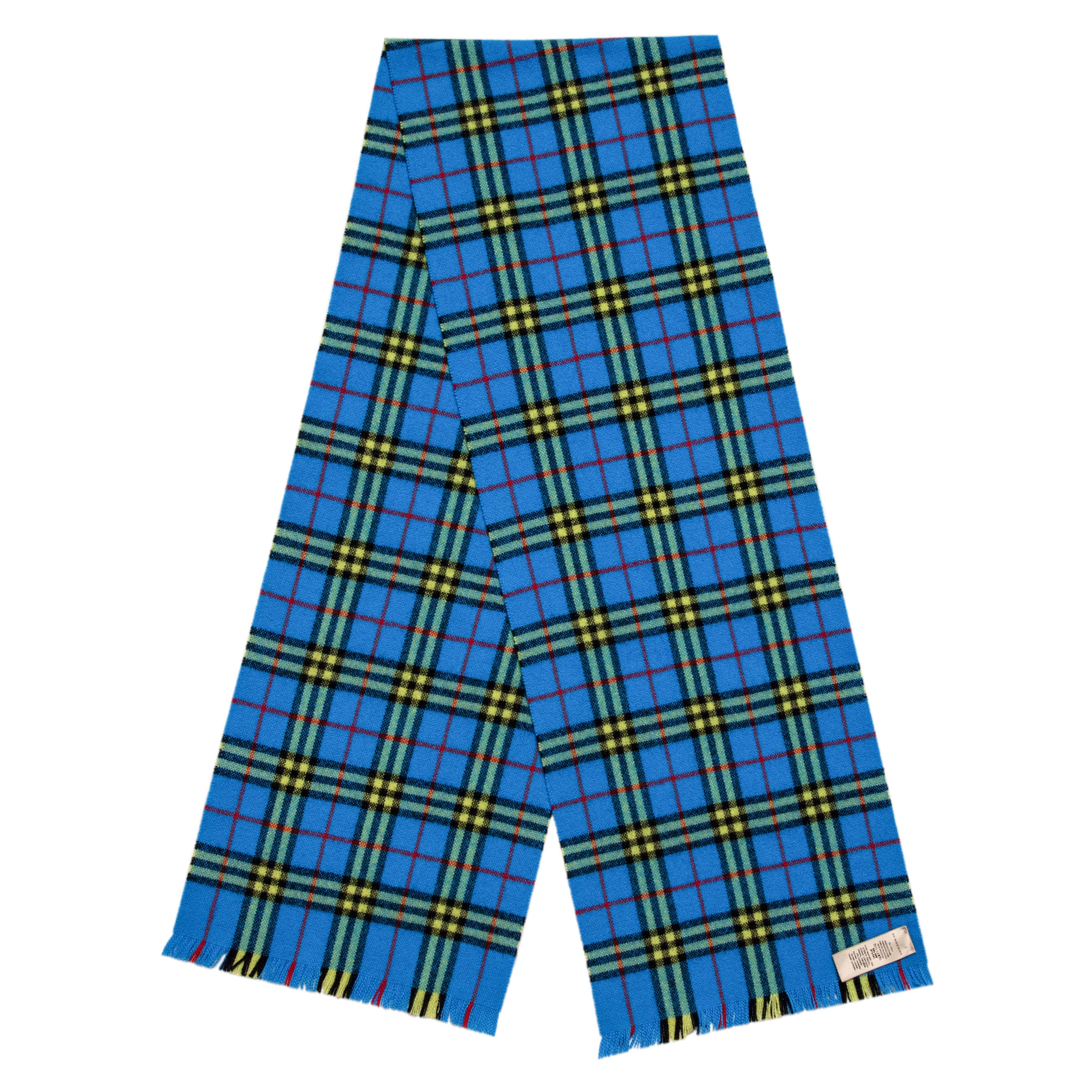Burberry Blue/Yellow Cashmere Check Scarf – Modaselle