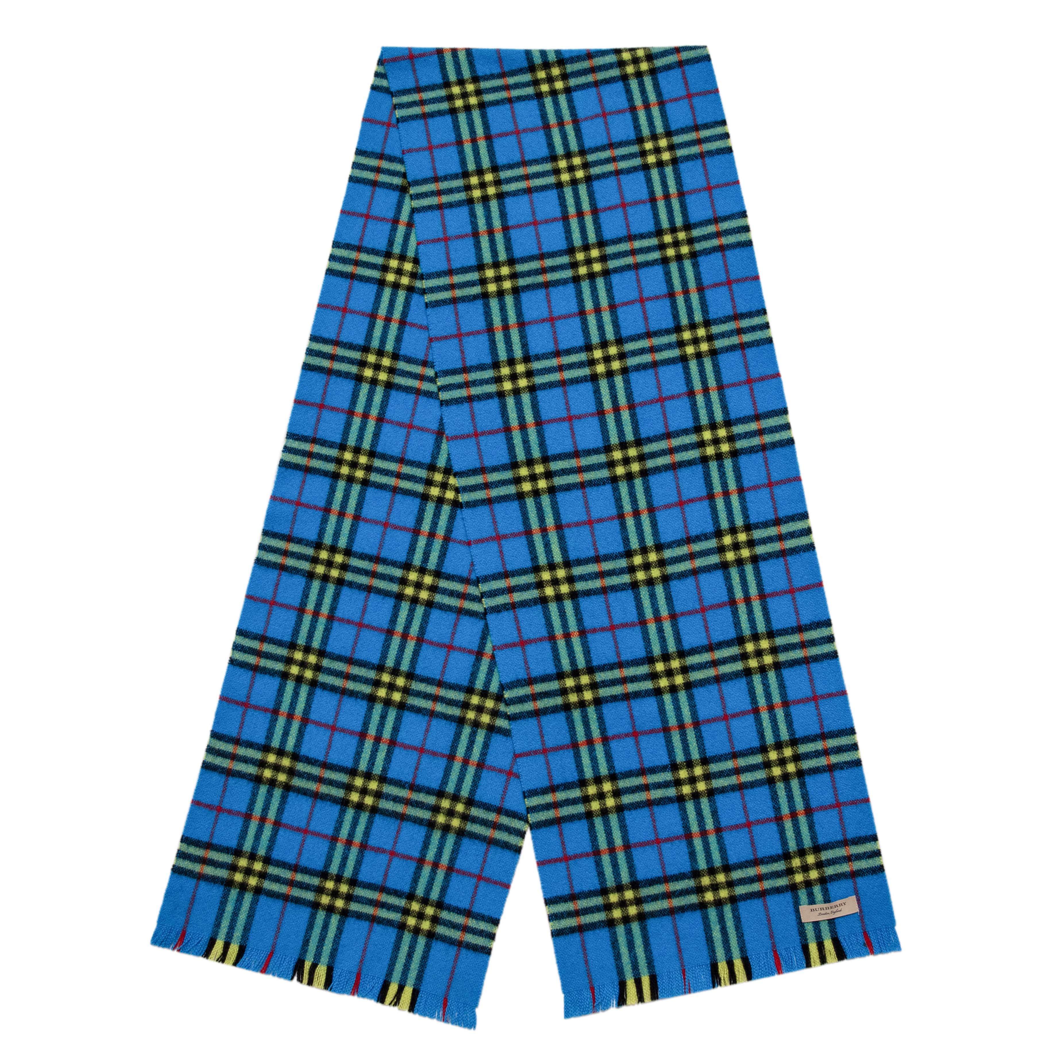 Burberry Blue/Yellow Cashmere Check Scarf – Modaselle