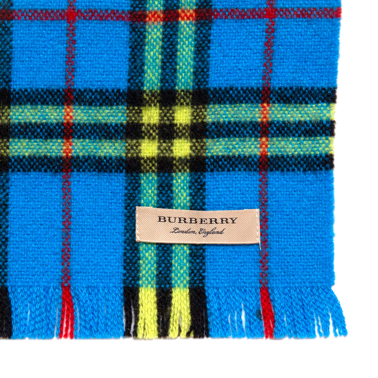 Burberry Blue/Yellow Cashmere Check Scarf