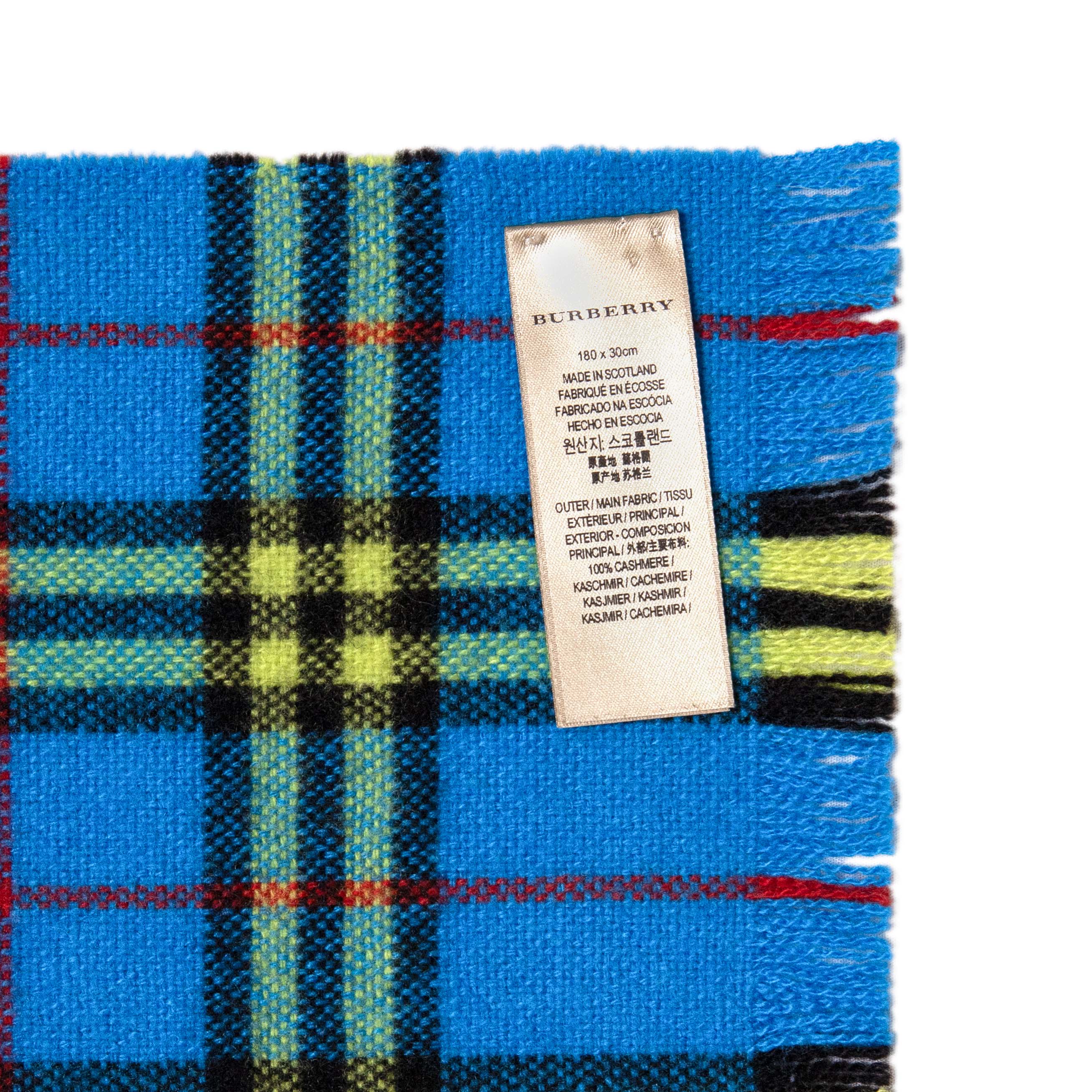 Burberry Blue/Yellow Cashmere Check Scarf – Modaselle