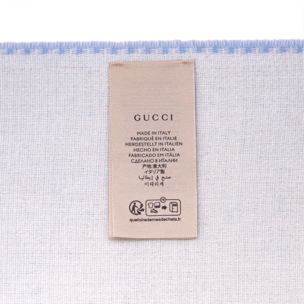 Gucci Blue Ivory Wool Cashmere Interlocking G Scarf Accessories Gucci
