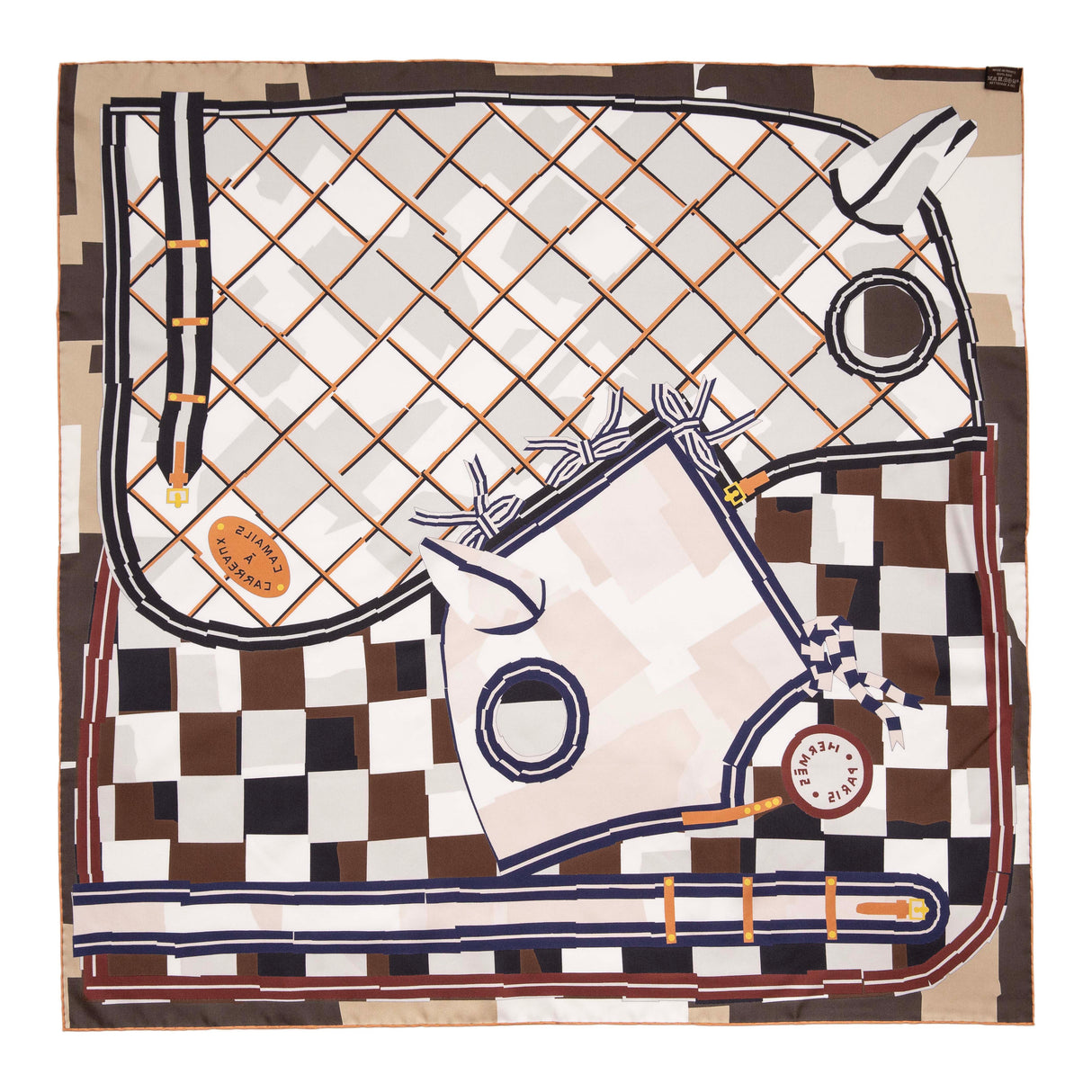 Hermes Silk Camails a Carreaux Scarf 90 Accessories Hermes