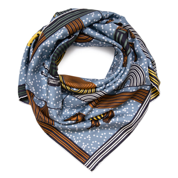 Hermes Blue Silk Garde Robe Pop Scarf 90 – Modaselle
