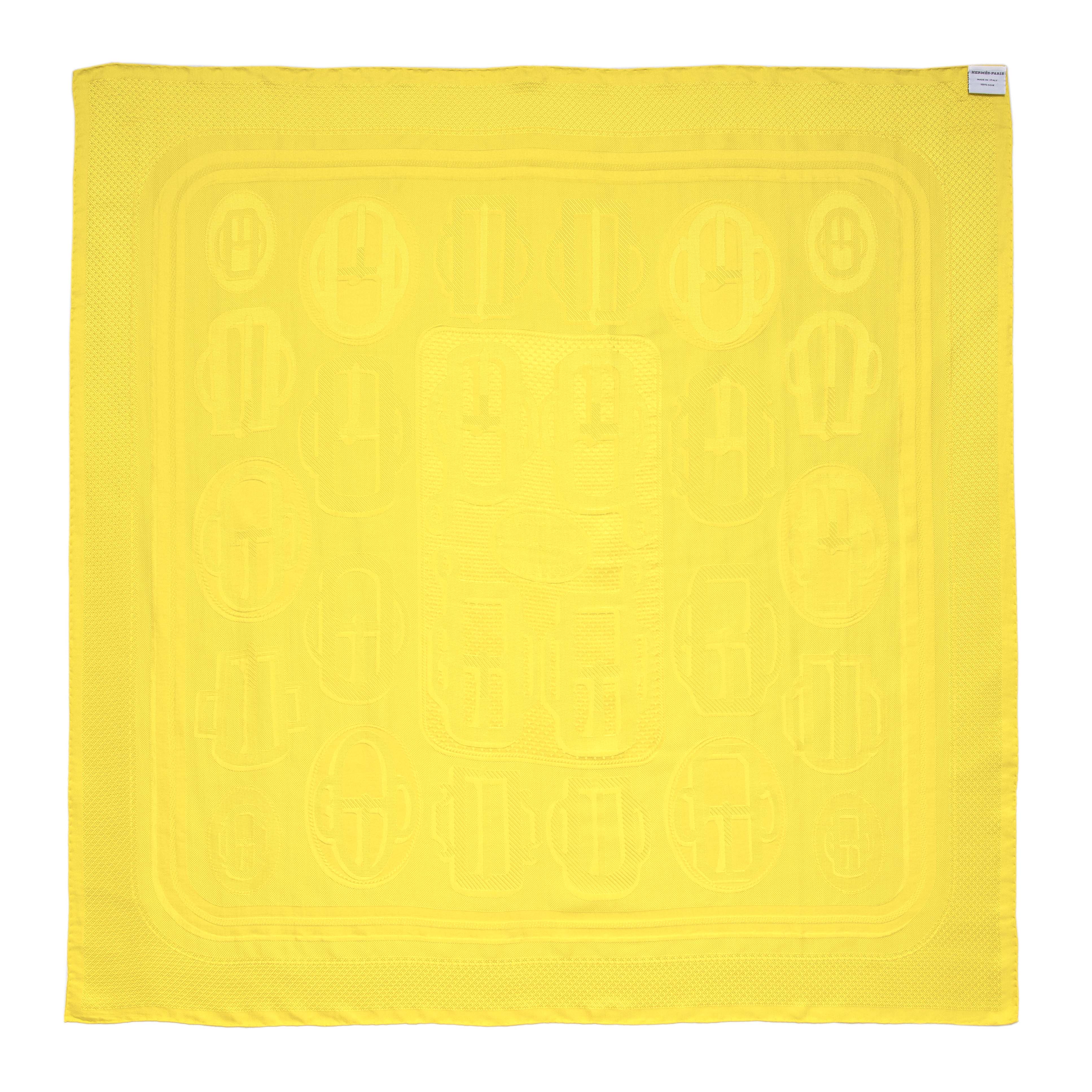 Hermes Yellow Silk Bouclerie Moderne Scarf 90 – Modaselle