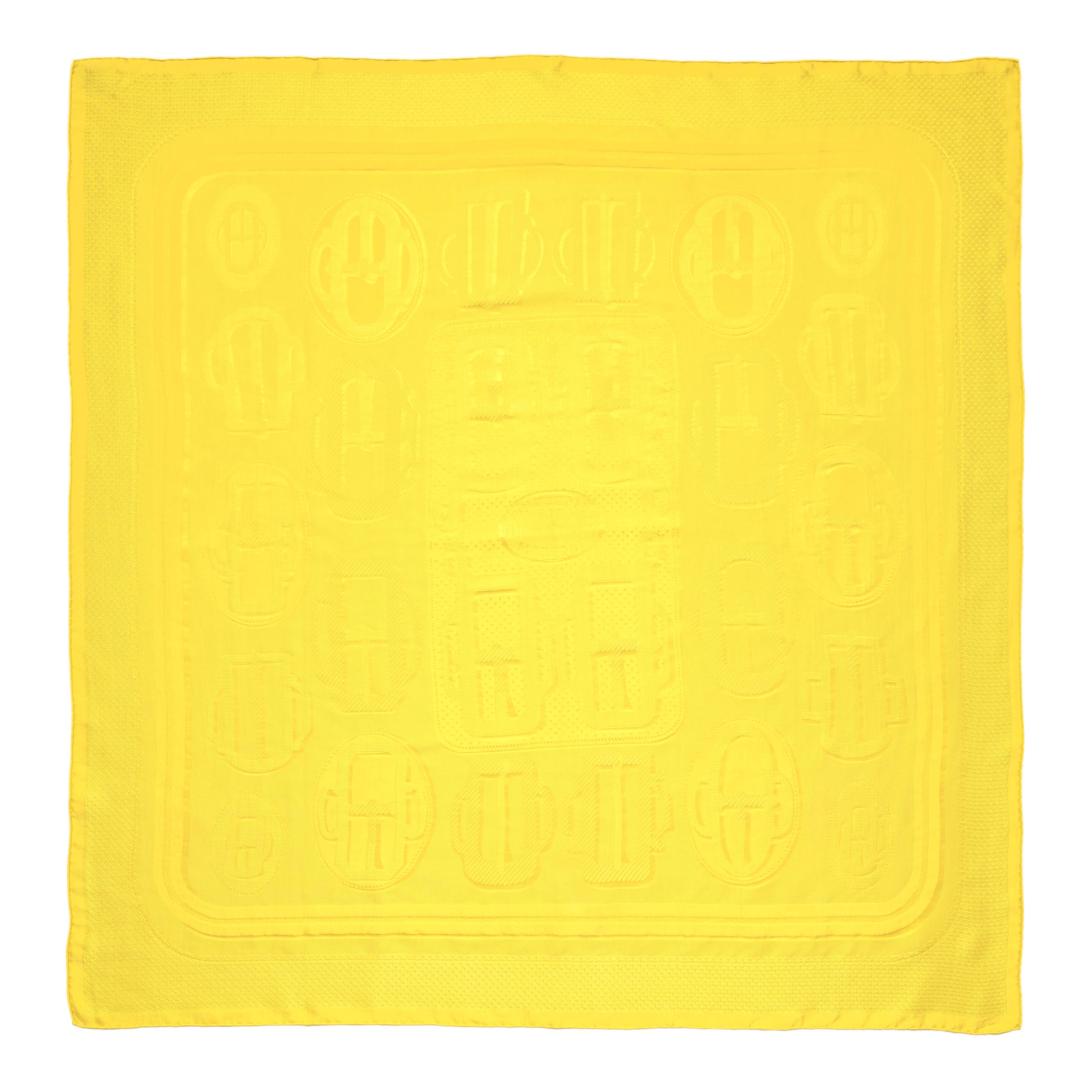 Hermes Yellow Silk Bouclerie Moderne Scarf 90 – Modaselle