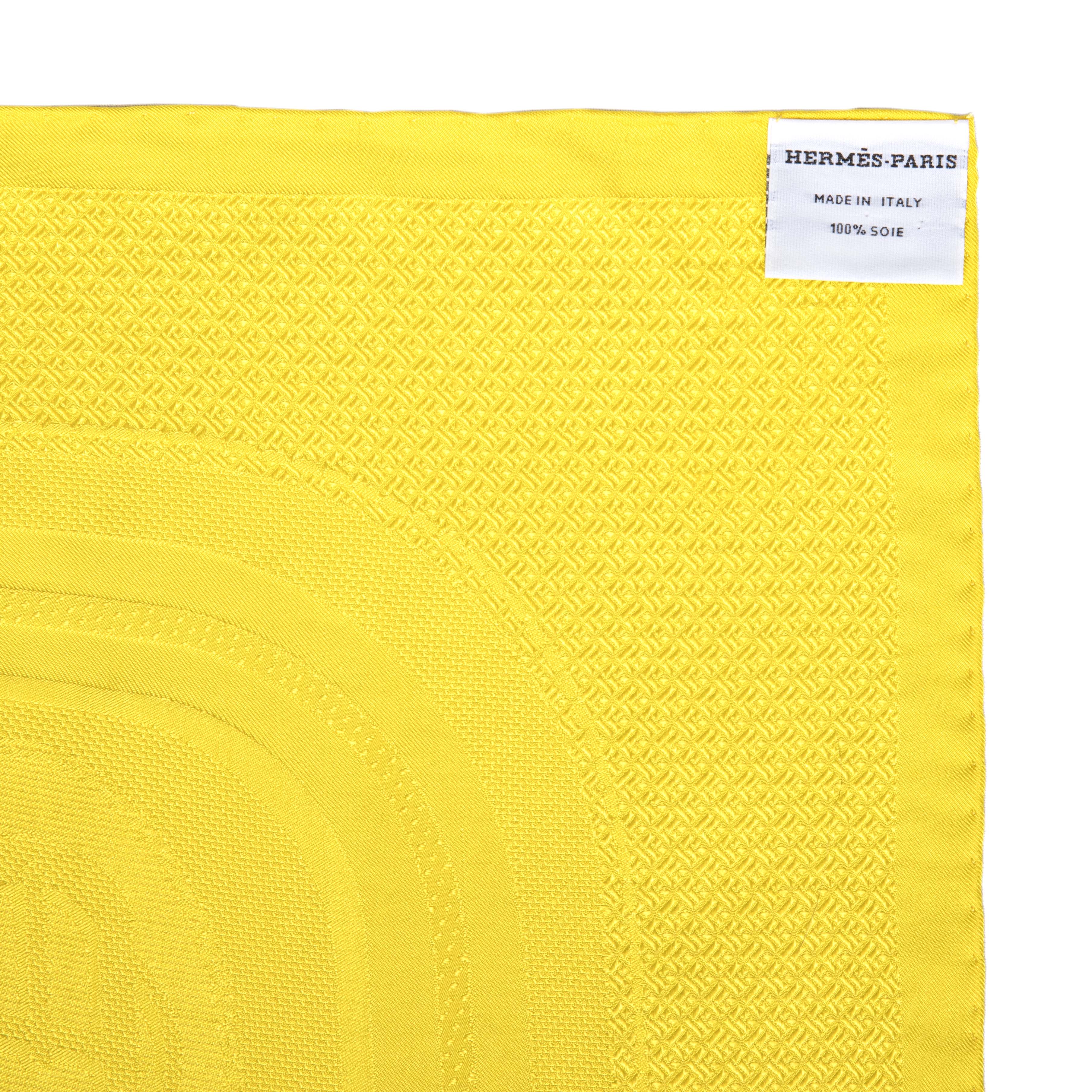 Hermes Yellow Silk Bouclerie Moderne Scarf 90 – Modaselle