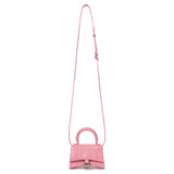 Balenciaga Pink Crocodile Embossed Shiny Calfskin Mini Hourglass Top Handle Bag