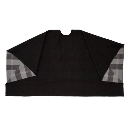 Burberry Black Grey Check Merino Wool Cape