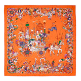 Hermes Orange La Folle Parade Silk Scarf 90 Accessories Hermes