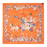 Hermes Orange La Folle Parade Silk Scarf 90 Accessories Hermes