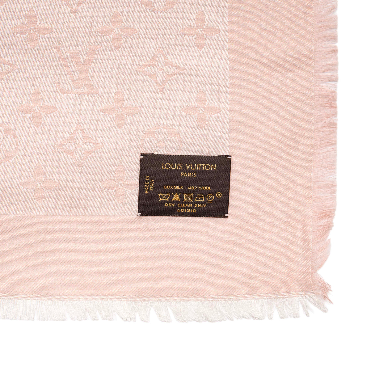 Louis Vuitton Pink Silk Wool Monogram Shawl Accessories Louis Vuitton