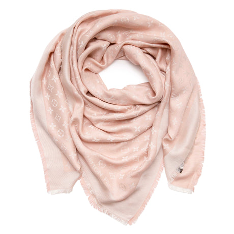 Louis Vuitton Pink Silk Wool Monogram Shawl Accessories Louis Vuitton