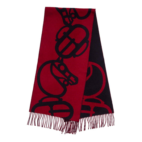Hermes Marine Bordeaux Cashmere Boucles et Camails Muffler Scarf Accessories Hermes