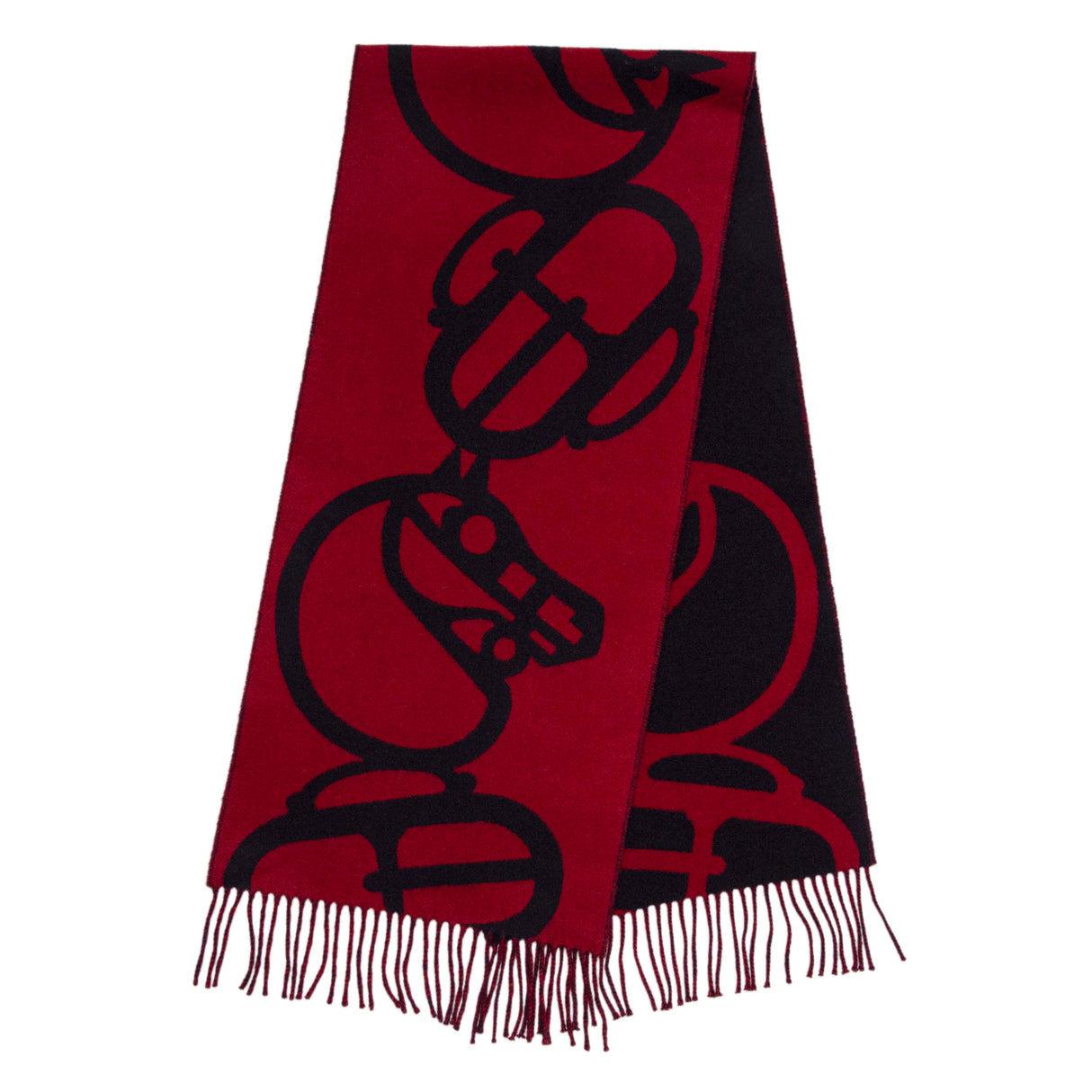 Hermes Marine Bordeaux Cashmere Boucles et Camails Muffler Scarf Accessories Hermes