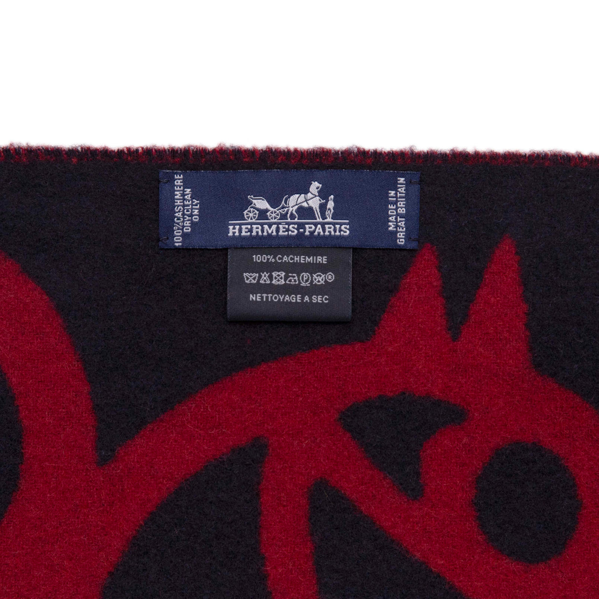 Hermes Marine Bordeaux Cashmere Boucles et Camails Muffler Scarf Accessories Hermes