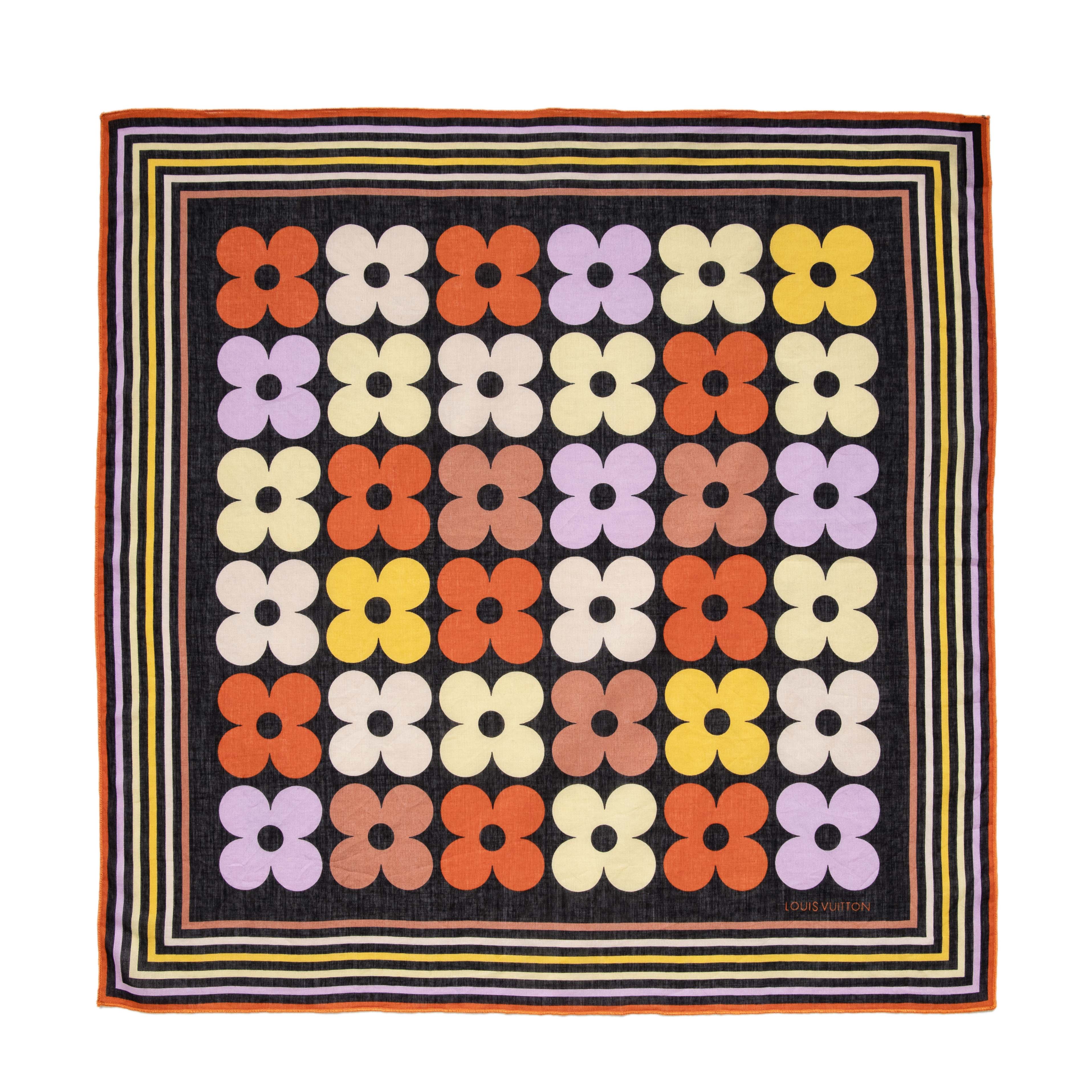 dolceLOUIS VUITTON フラワーパターン バンダナ Louis Vuitton Cotton Flower Bandana – Modaselle