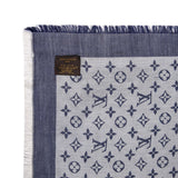 Louis Vuitton Blue Silk Wool Monogram Denim Shawl