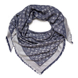 Louis Vuitton Blue Silk Wool Monogram Denim Shawl