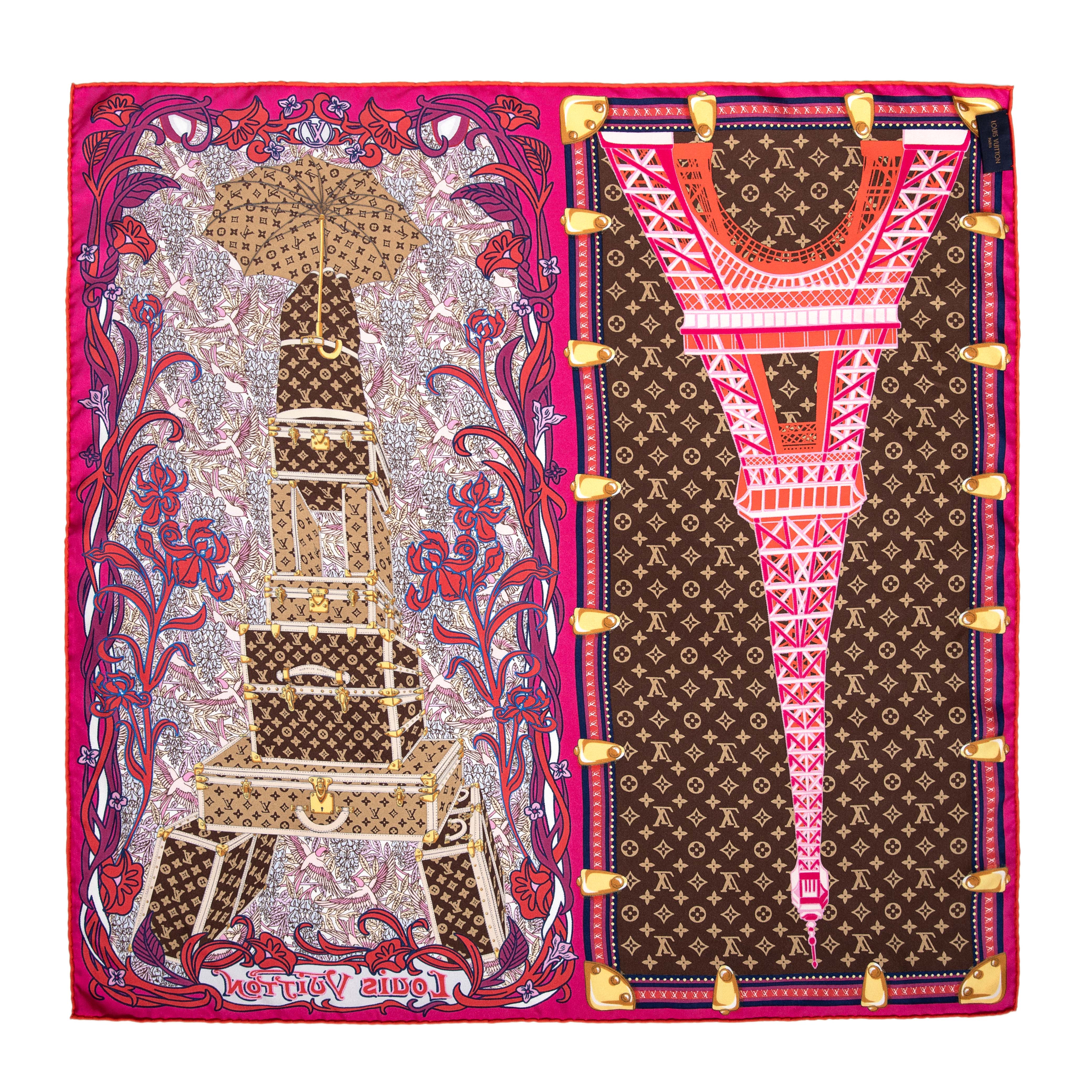 Louis Vuitton Fuchsia Silk Louis A Paris Square Scarf – Modaselle