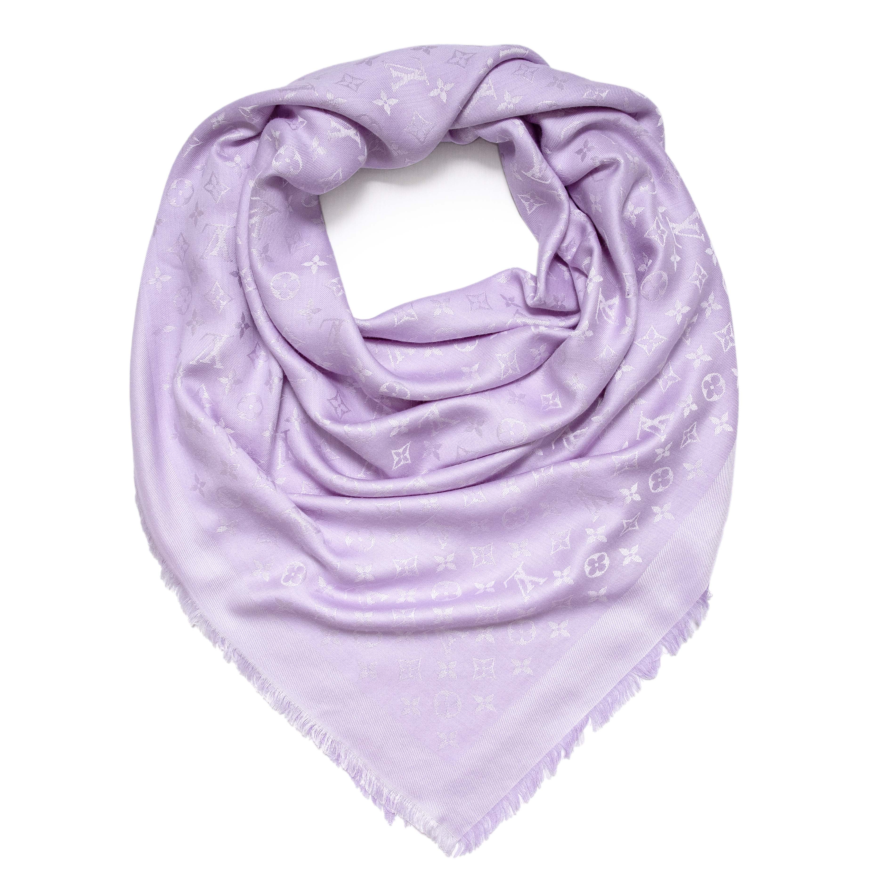 Louis Vuitton Mauve Silk Wool Monogram Shawl – Modaselle