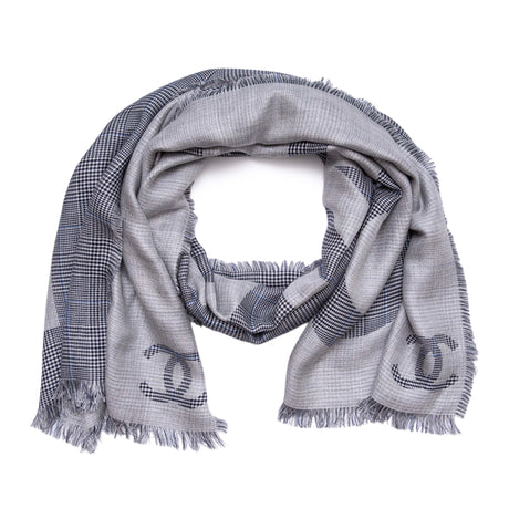 Chanel Silk Cashmere Houndstooth Scarf Accessories Chanel