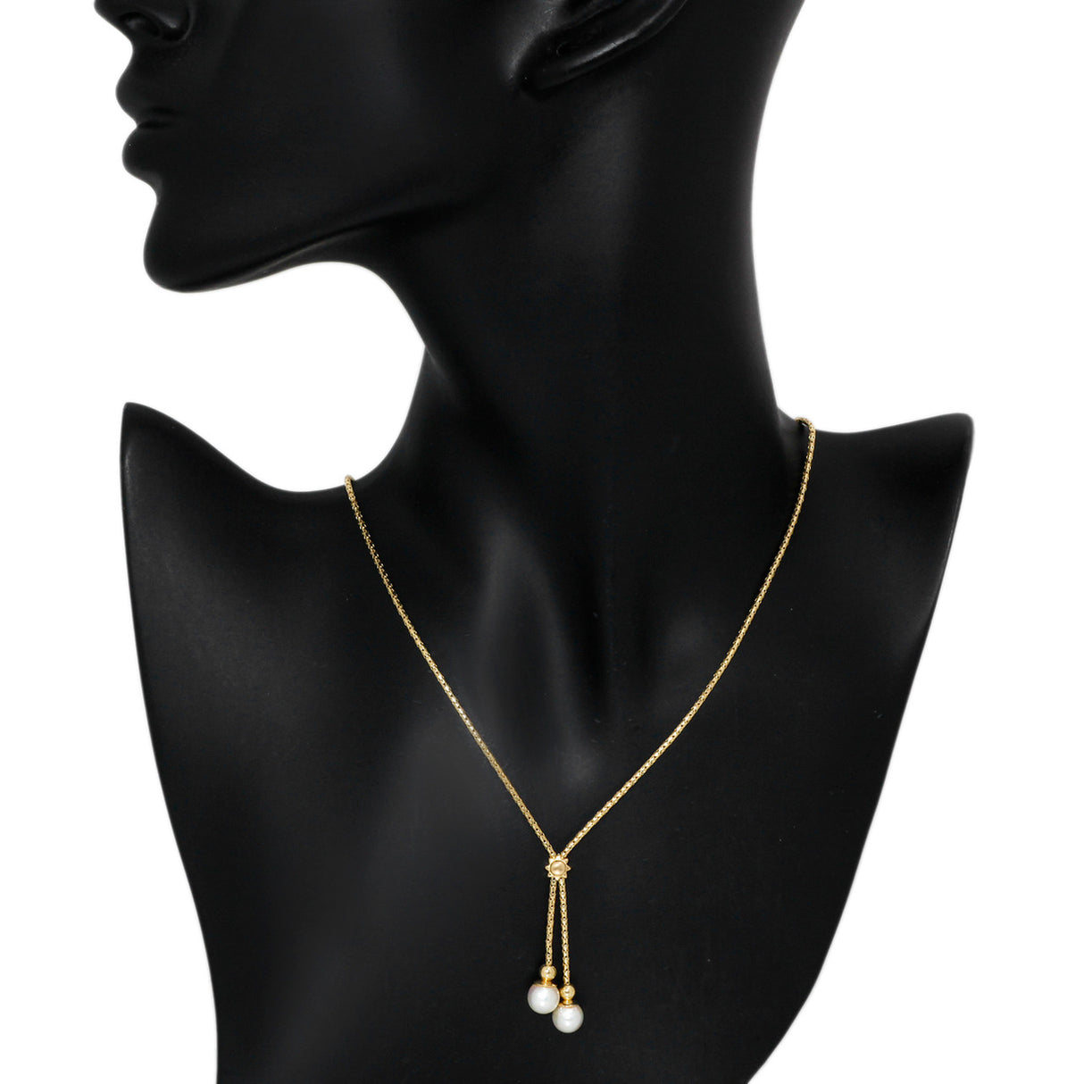 18K Yellow Gold Pearl Drop Pendant Necklace