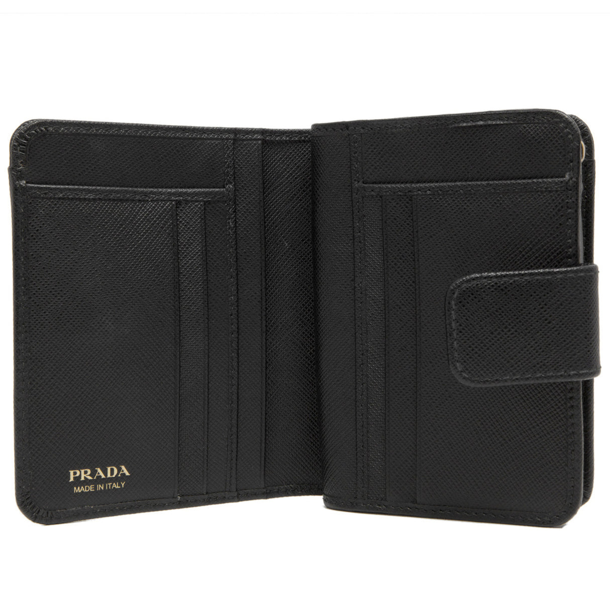 Prada Black Saffiano Compact Wallet